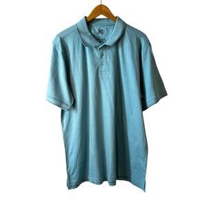 R&R Casual Mens Short Sleeve Cotton Polo Shirt Light Blue Size Large Golf Office